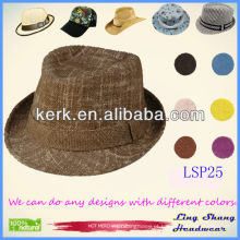 LSP25 Ningbo Lingshang 2014 Chegada Nova Plain Ribbon Brown Fedora bonés chapéus baratos